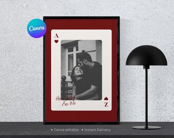 How Lucky Are We Print | Custom Playing Card Couple Wall Art | Playing Card Print | Anniversary & Valentine Gift | Canva Template