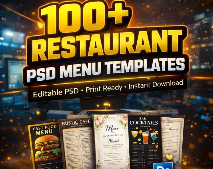 100+ Restaurant Menu Templates | Editable PSD Designs (digital Download ...