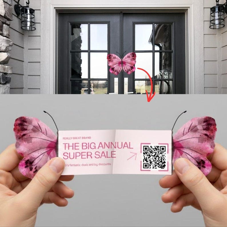 Butterfly Die Cut Business Card Template | QR Code, Canva Editable ...