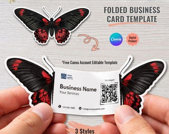 Butterfly Pop Up Business Card | Folded Business Card Template (Digital Download)