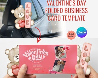 Valentine’s Day Folded Card Template | Personal Love Card | Canva Editable | Digital Download