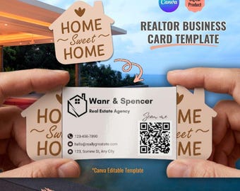 Home Sweet Home Realtor Folded Business Card Template | 5 Canva Designs (Digital Download)
