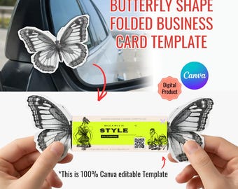 Butterfly Business Card Template | Folded Design, Canva Editable (Digital Download)
