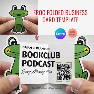 Mall för visitkort i grodformat | Vikt design, redigerbar i Canva (digital nedladdning)