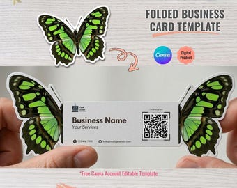 Butterfly Popup card, Folded Business Card Template, Visiting Card Design, Digital Download