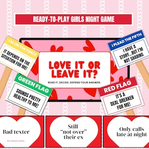 Dating Red Flags vs Green Flags Game – Love It or Leave It? Galentine’s Party Game, Girls Night Presentation Style Game, Canva Template
