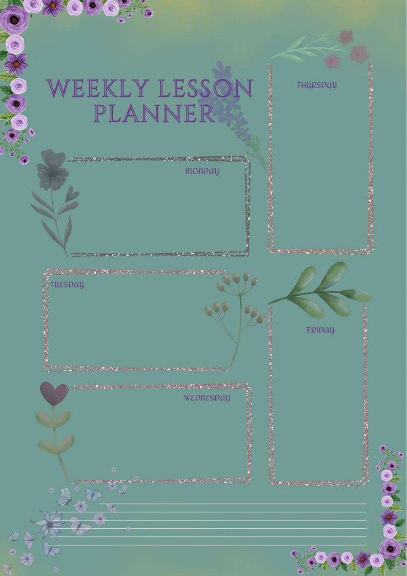 Editable Weekly Lesson Planner | Printable Teacher Template - Etsy Canada