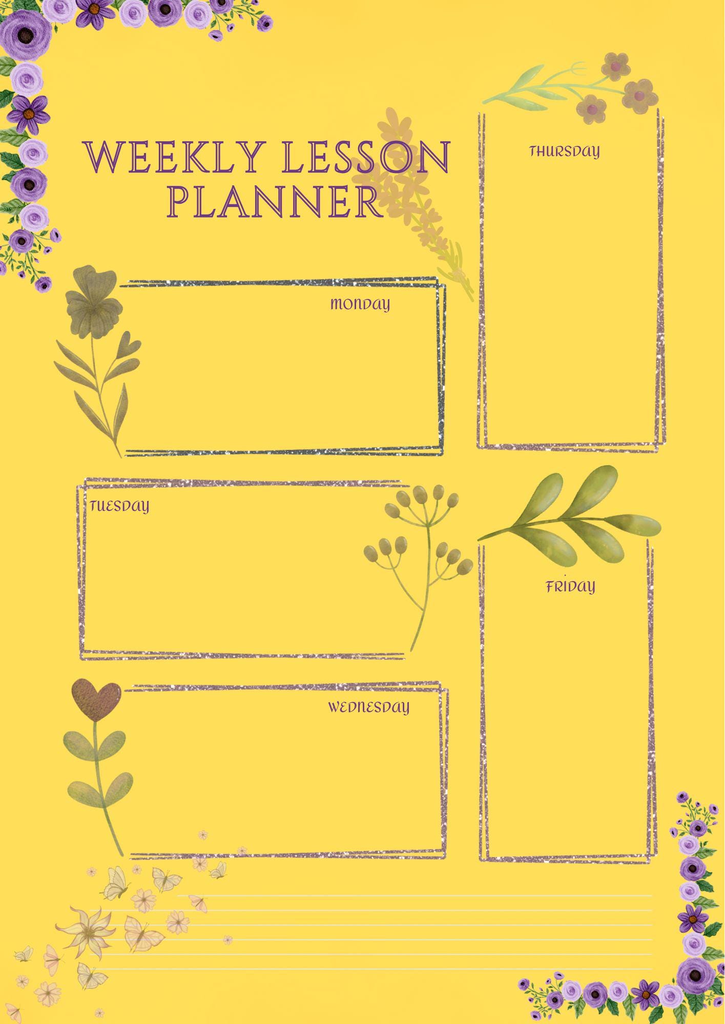 Lesson Planner Week Print Editable Weekly Lesson Planner | Printable Teacher Template - Etsy Canada