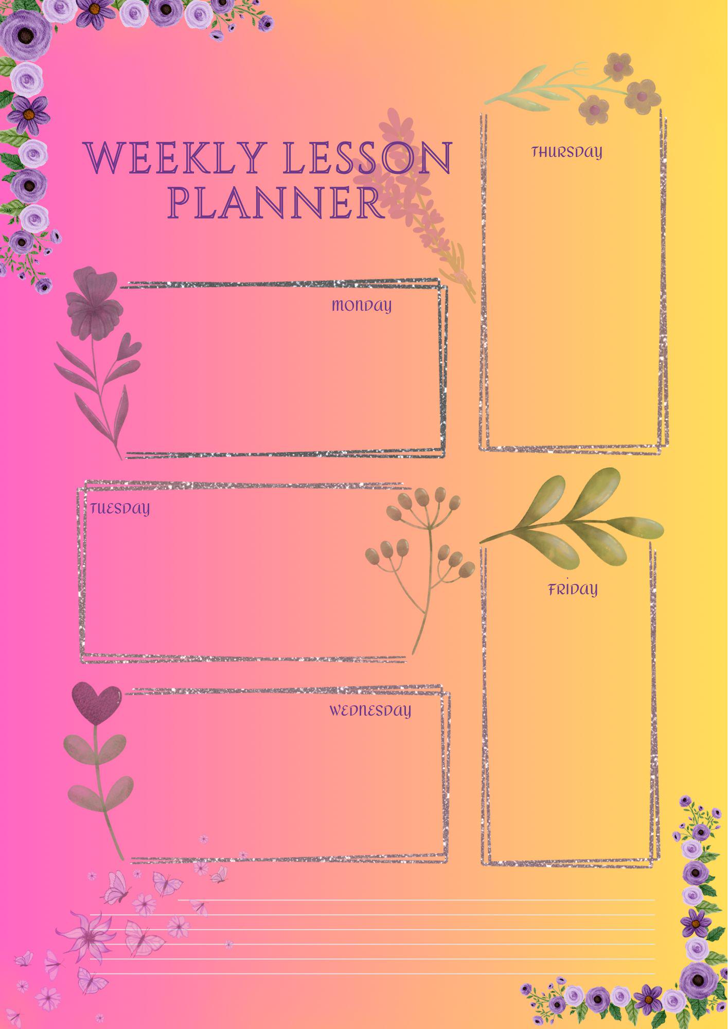 Editable Weekly Lesson Planner | Printable Teacher Template - Etsy Canada