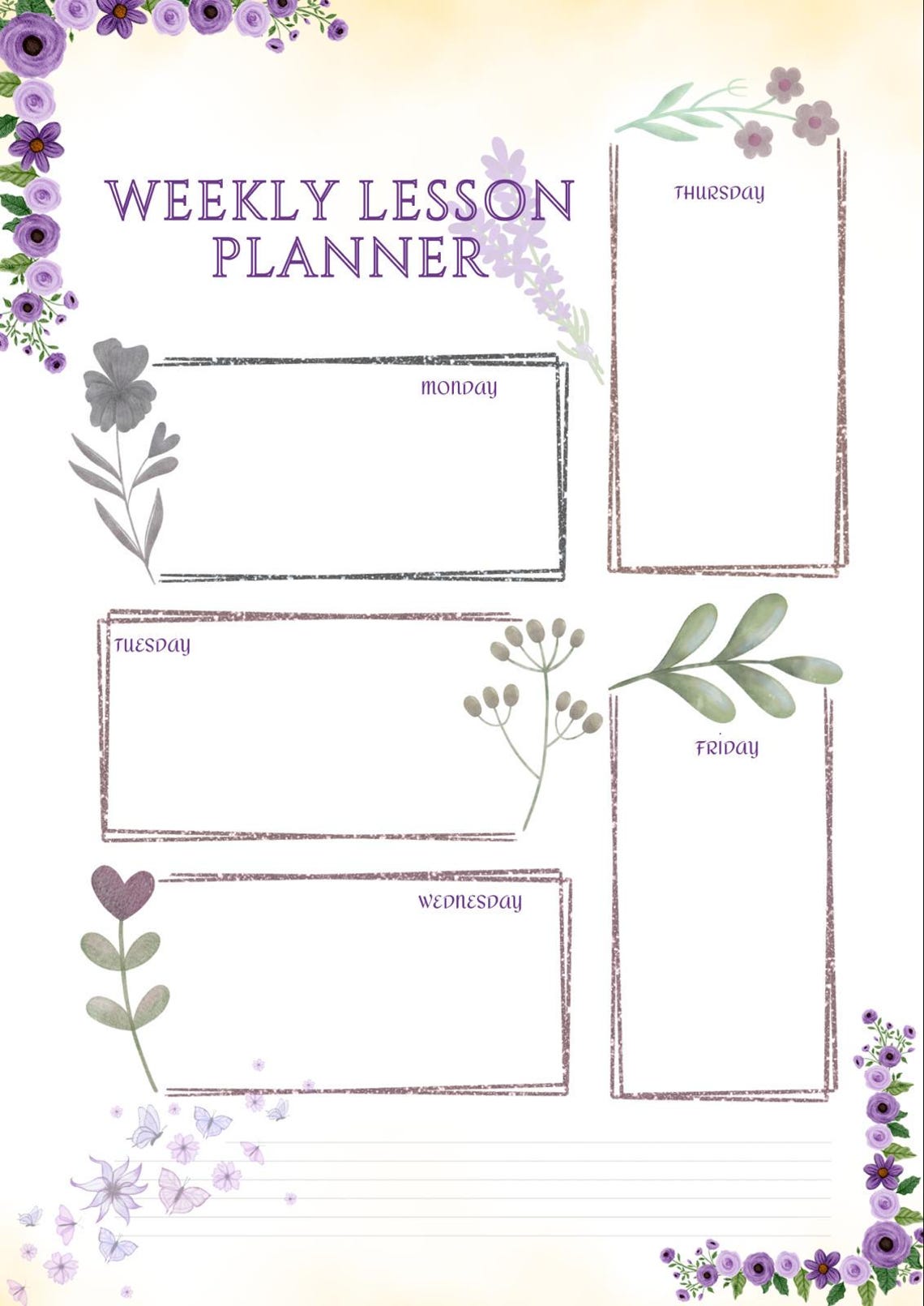 Editable Weekly Lesson Planner | Printable Teacher Template - Etsy Canada