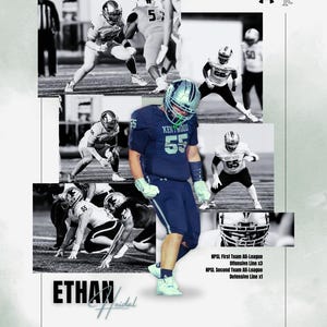 Anpassad/personlig sportgrafik för gymnasieelever eller universitetsspelare på mellannivå