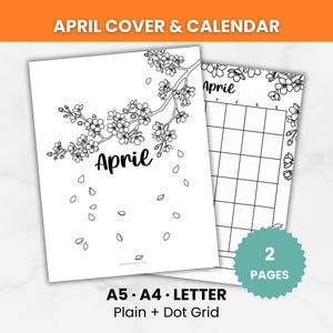 April Cover Page & Calendar - Printable Undated Planner - Sakura (A5, A4, Letter)