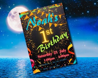 Editable Confetti Birthday Invitation, Any Age Party Card, Modern Celebration Invite (Digital Download)