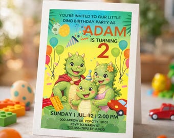 Editable Dinosaur Birthday Invitation, Kids Jungle Theme Party (Digital Download)