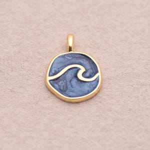 Surf Wave 18K Gold Filled Enamel Charm for DIY Necklace Bracelet Ocean Jewelry Supply Gift Kit Set 18*13.5mm