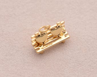 Parkbankbedel, 18K gold filled dubbel hart hanger voor ketting armband DIY sieraden Craft Supply 20*15 mm