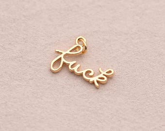 Sassy Quote Charm Pendant, 18K Gold Filled Cursive Word Jewelry, Funny Statement Charm for DIY Necklace 17*14mm