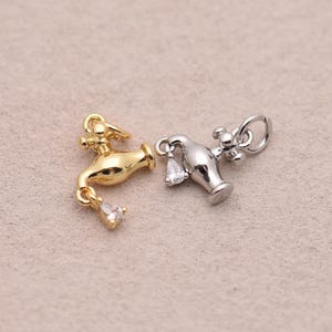 Initial A Faucet Charm, 18K Gold Filled Tap Pendant for DIY Necklace Bracelet Jewelry Making Gift 10*10.5mm