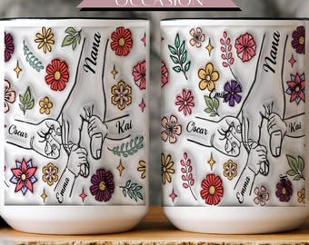 Mom Mug 3D Inflated Mom Mug personalized kids names custom family mug unique mother gift trendy 3d floral mug gift for mom Mother's Day Gift