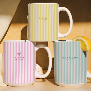 Personalized Grandma Mug, Custom Mama Mug, Mimi Coffee Mug, Pregnancy Announcement Gift, Gigi Gift, Nana Mug, Mother's Day Mug, Est 2026 Cup