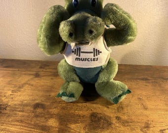 Vintage Dakin Plush Alligator Crocodile 1988 Muscles Shirt Stuffed Animal Toy