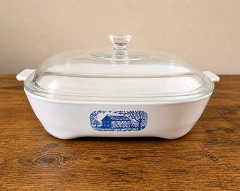 Corning Amana Radarange Browning Skillet w Lid Blue Onion Pyroceram