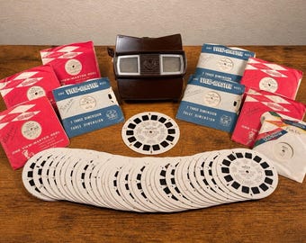 View Master Lot 46 Reels Disney Tarzan Lassie Travel Paris CA + Viewer