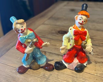 Vintage 1957 Napco Clown Salt Pepper Shakers – Hand Painted Ceramic Circus Figurines