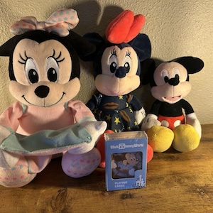Disney Plush Lot Minnie Mickey Mouse + Walt Disney World Playing Cards image 1