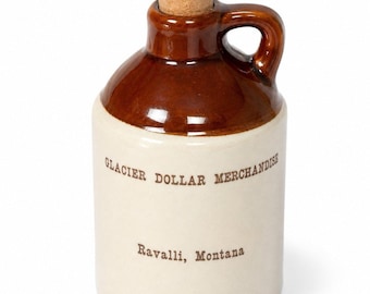 Vintage Glacier Dollar Merchandise Ravalli MT Stoneware Jug Cork USA