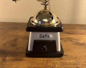 Vintage Manual Coffee Grinder Ceramic Wood Burr Mill Cafe Kitchen Decor