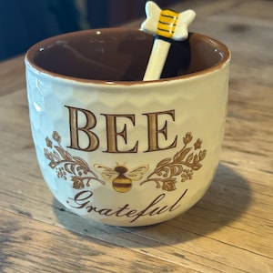 Ganz Bee Grateful Honey Pot Bowl med Bi-sked | Köksinredning i lantlig stil
