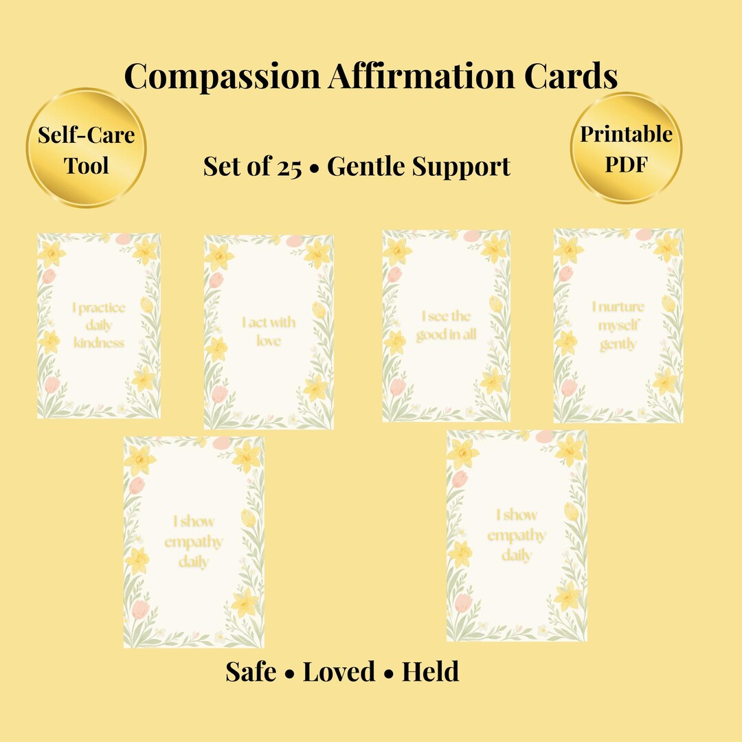 25 Compassion Affirmation Cards Printable – 4x6 Self Love, Kindness ...