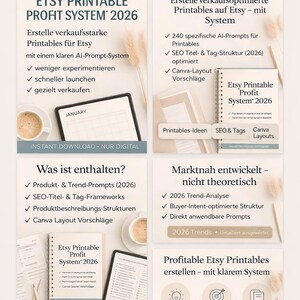 Printable Profit System™ 2026 | 240 AI Prompts für Printables | Planner, Wall Art, Tracker | Etsy SEO & Sales