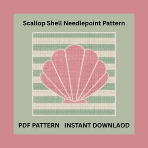 Scallop Shell Needlepoint Pattern | Coastal DMC Color Guide (PDF Download)