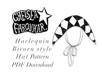 Harlequin Bicorn Style Hat PDF Pattern EASY SEW