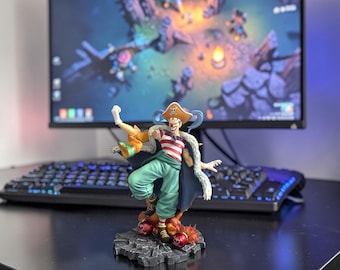 Anime Clown Pirate Figure PVC Hand Painted Action Figure Collectible, Manga Style Villain Statue, Desk Decor Gift, Mini Figurine Display