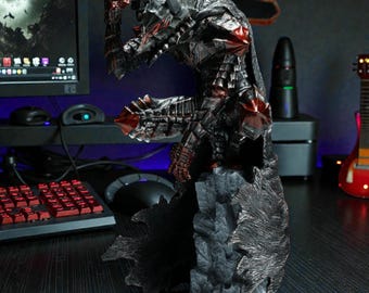 Dark Berserker Armor Swordsman-beeldje – handgeschilderd gothic-fantasie-animebeeld, manga-collectible deskdecorcadeau