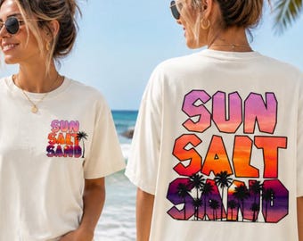 Sun Salt Sand shirt, Palm Tree Sunset Shirt, Tropical Vacation Summer Top,