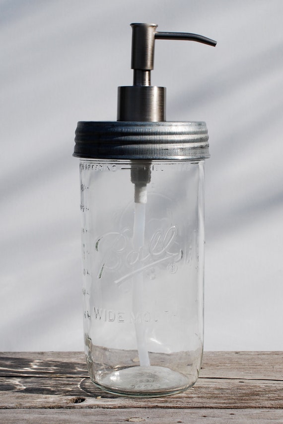 Items similar to Pumped Up Lids Soap Dispenser One 20oz Clear Ball Wide Mouth Canning Jar Soap