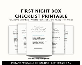 Lista de verificación para los artículos necesarios para la primera noche en una casa nueva / Planificador imprimible