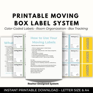 Color-Coded Moving Labels & Box Organization System | Printable Moving Kit