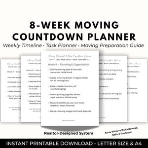 Moving Checklist Planner- – Stress-Free Countdown For 8 Weeks (PDF Download)