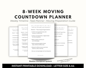 Planificador y lista de tareas para la mudanza: cuenta regresiva sin estrés durante 8 semanas (descarga en PDF)