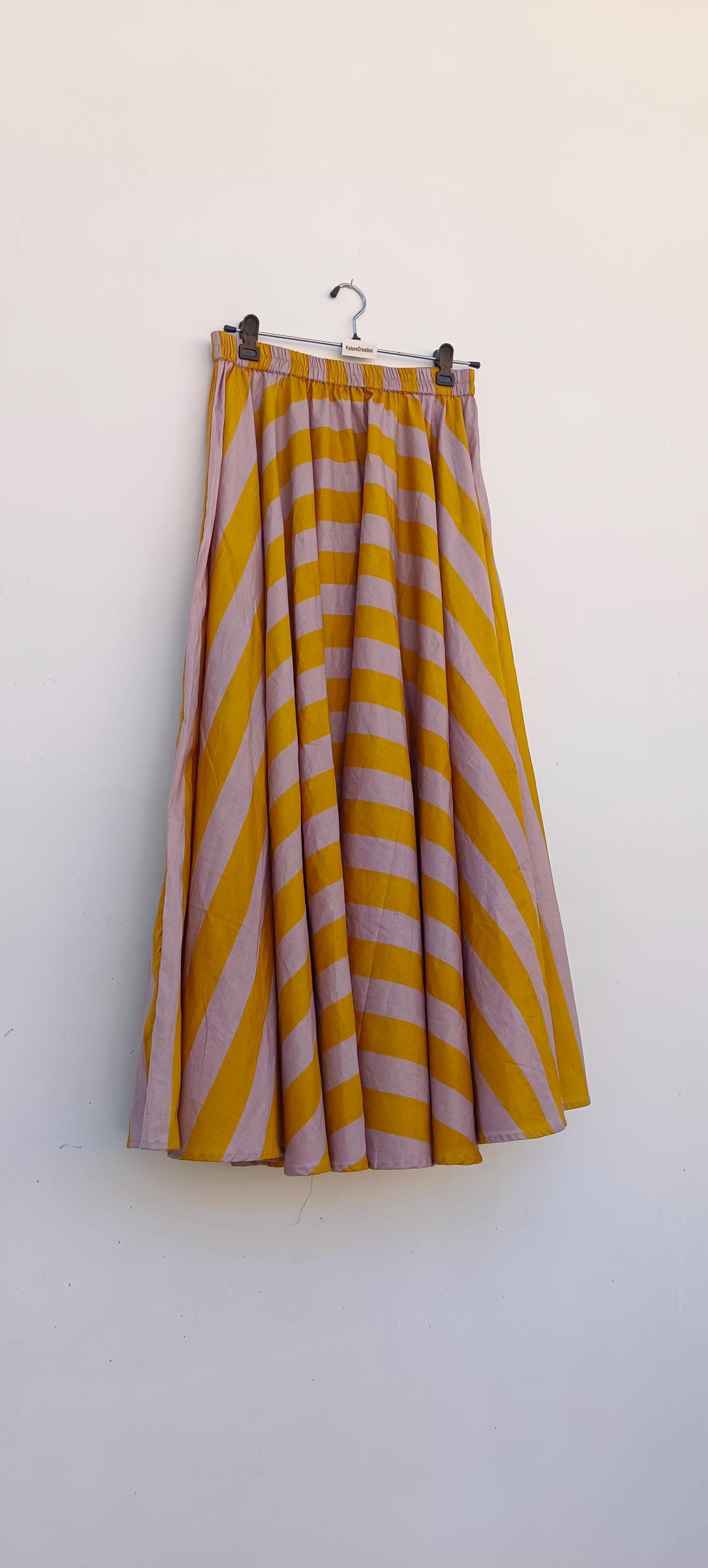Handmade Cotton Maxi Skirt: Print Tiered Skirt