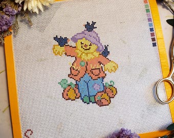 Scarecrow Fall Hand-Painted Needlepoint Canvas 18 Mesh