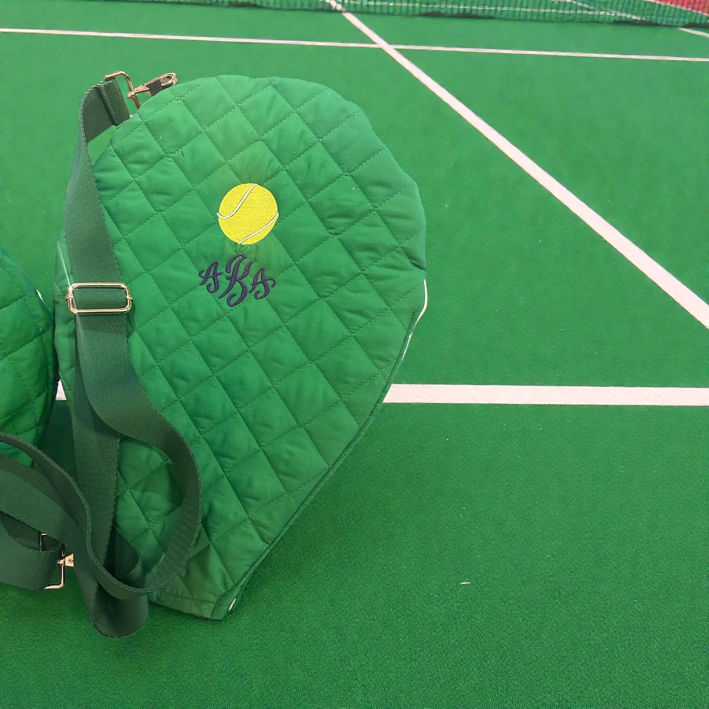 Quilted Junior Tennis Racquet Cover with Strap - monogrammed