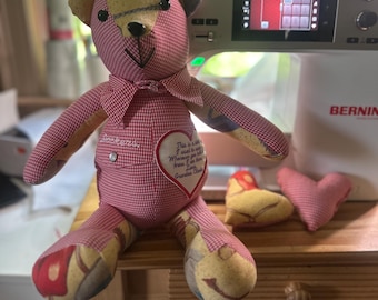Memory Bear Sewing Pattern PDF: DIY Teddy Bear Keepsake (18 inches) (Digital Download) Hand drawn-tried and true