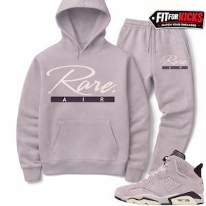 Conjunto de sudadera con capucha y joggers Jordan 6 AMM Smokey Mauve Sneaker Match Mauve Rare Script
