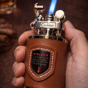 Premium Leather Torch Lighter – Windproof Jet Flame – Luxury Accessory